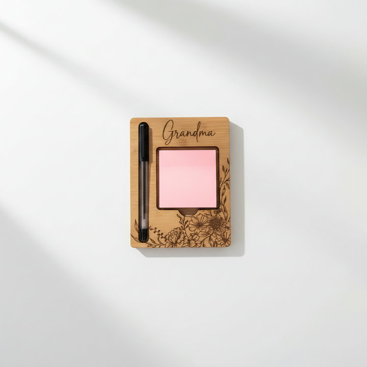 Personalised Wooden Sticky Note Holder & Pen Set