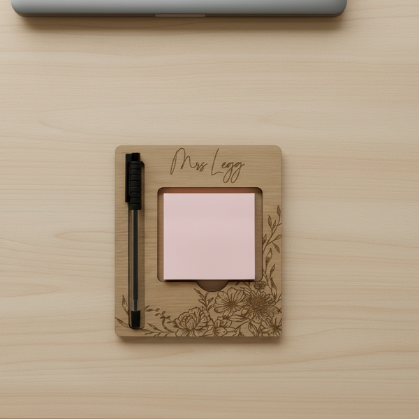 Personalised Wooden Sticky Note Holder & Pen Set